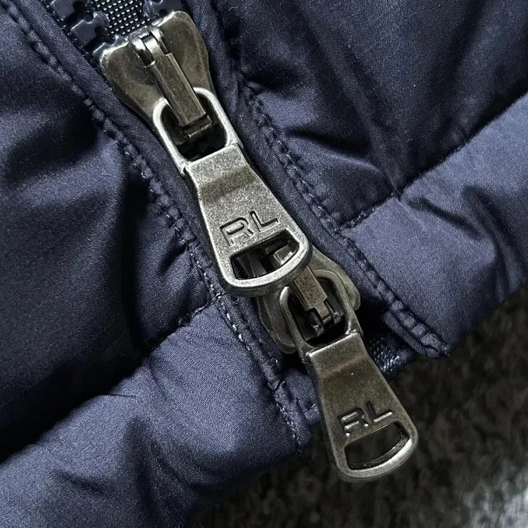 Eternally classic Ralph Lauren, men's hooded tall fluffy warm thick hooded down jacket with pony logo embroidery.