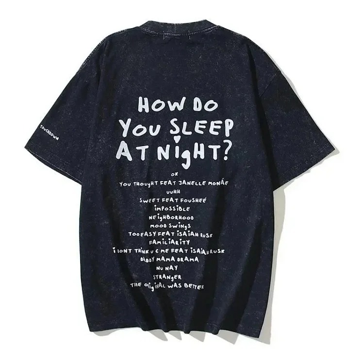 American retro high street niche Travis Scott Teezo Touchdown Utopia Tour long nail head washed and aged pure cotton round neck half-sleeved short-sleeved T-shirt
