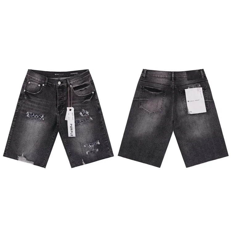 Splashed ink ripped casual denim shorts for men and women high street trousers