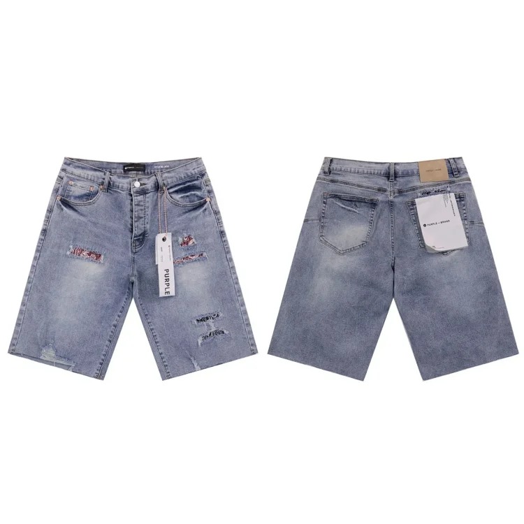 Splashed ink ripped casual denim shorts for men and women high street trousers