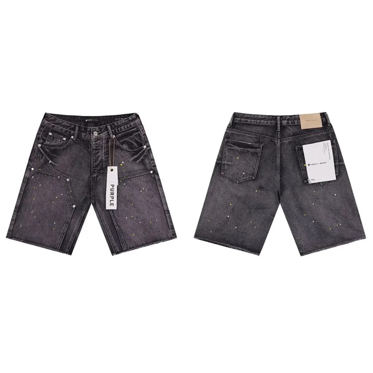 Splashed ink ripped casual denim shorts for men and women high street trousers