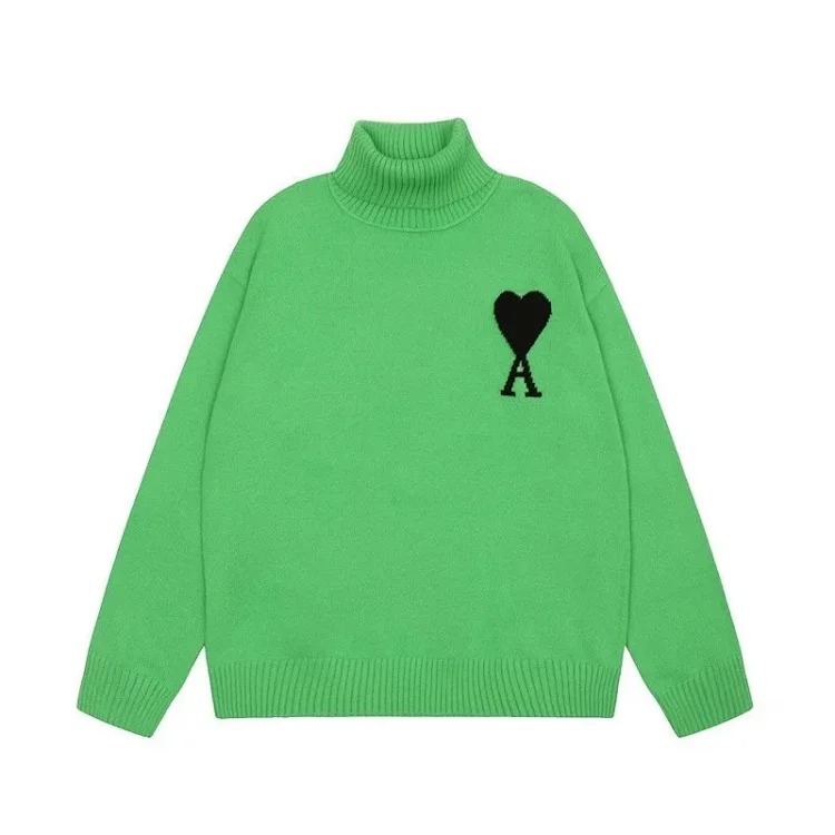 Big Heart A Embroidered Turtleneck Long Sleeve Shirt Couple Style Sweater