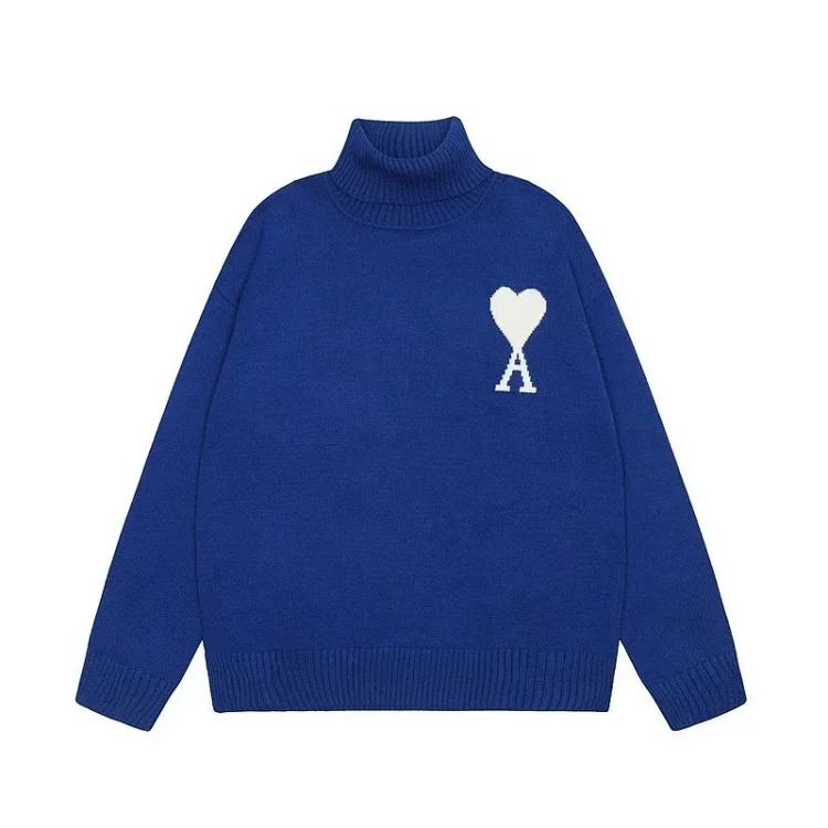 Big Heart A Embroidered Turtleneck Long Sleeve Shirt Couple Style Sweater