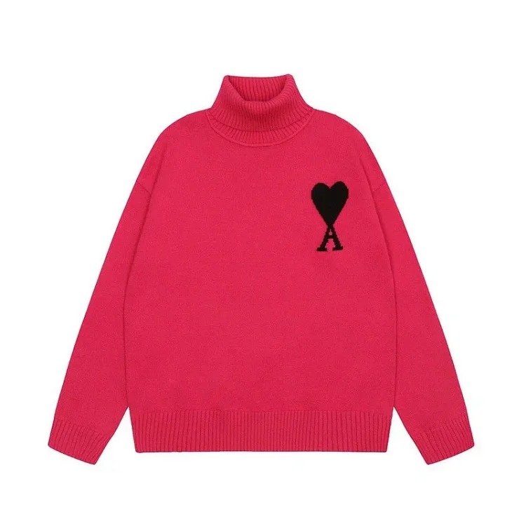 Big Heart A Embroidered Turtleneck Long Sleeve Shirt Couple Style Sweater