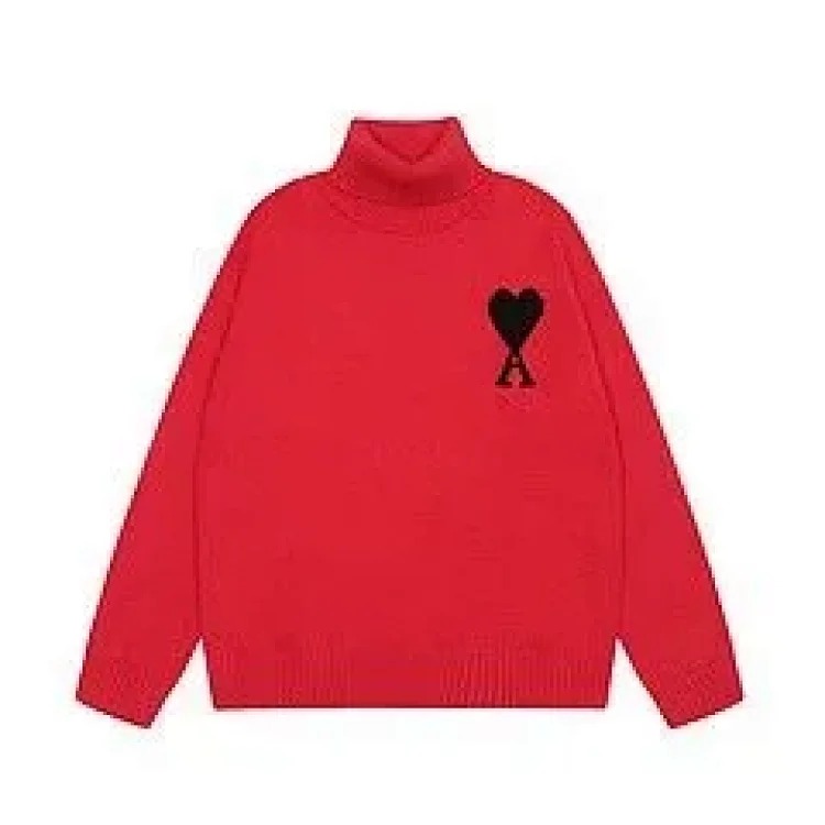 Big Heart A Embroidered Turtleneck Long Sleeve Shirt Couple Style Sweater