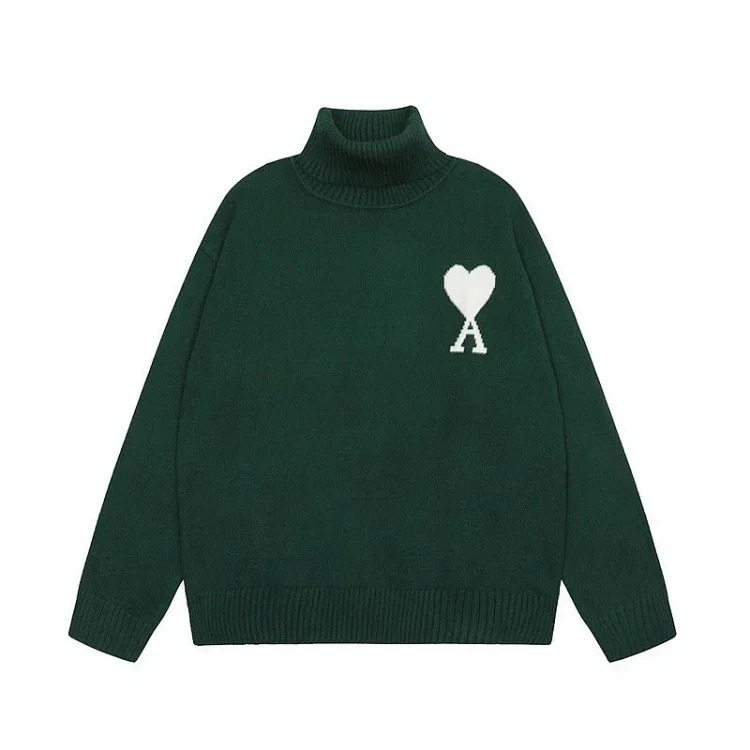 Big Heart A Embroidered Turtleneck Long Sleeve Shirt Couple Style Sweater
