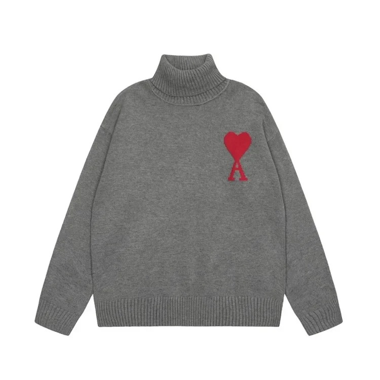 Big Heart A Embroidered Turtleneck Long Sleeve Shirt Couple Style Sweater