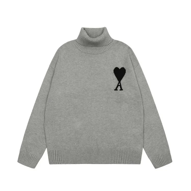 Big Heart A Embroidered Turtleneck Long Sleeve Shirt Couple Style Sweater