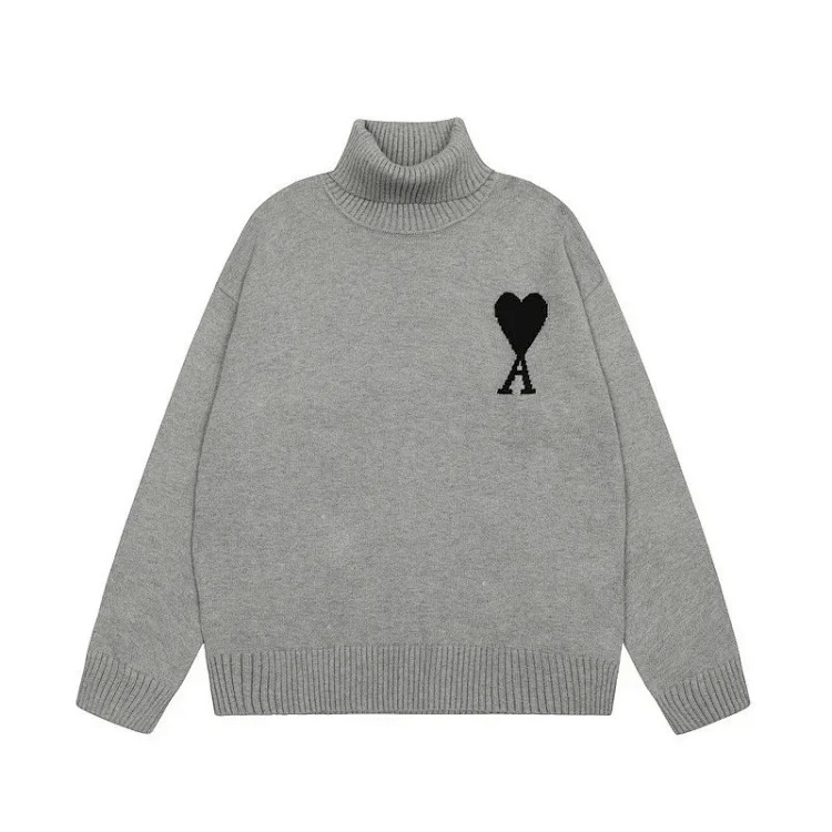 Big Heart A Embroidered Turtleneck Long Sleeve Shirt Couple Style Sweater