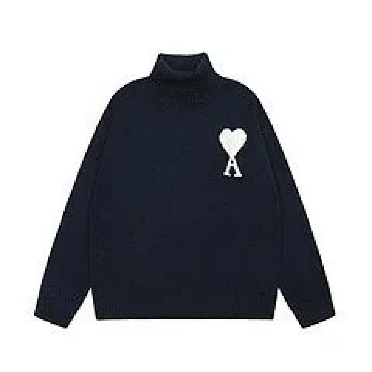 Big Heart A Embroidered Turtleneck Long Sleeve Shirt Couple Style Sweater
