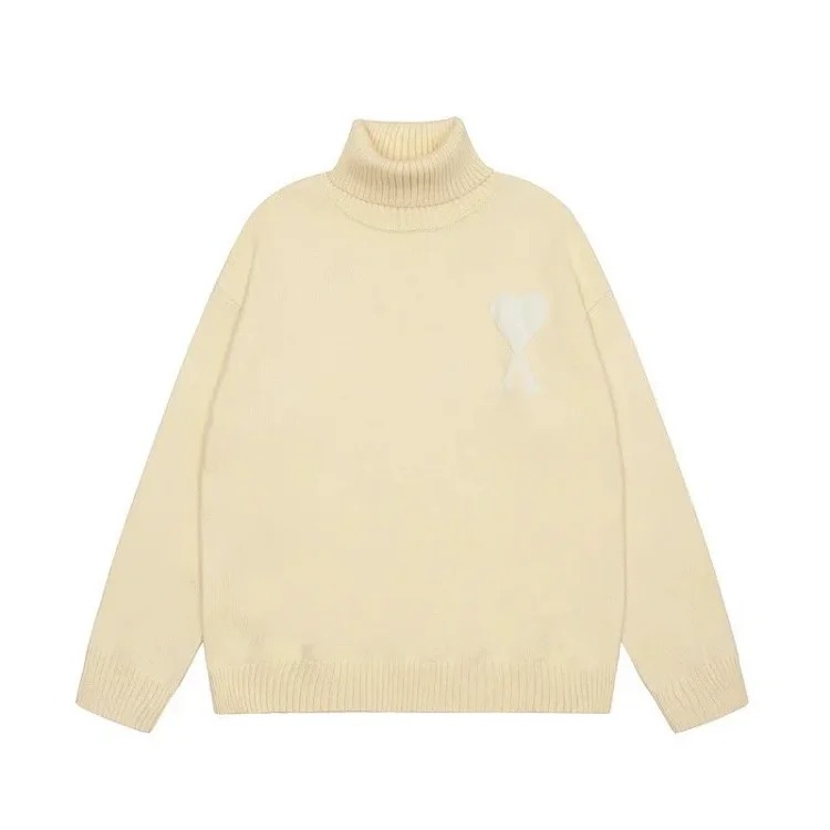 Big Heart A Embroidered Turtleneck Long Sleeve Shirt Couple Style Sweater