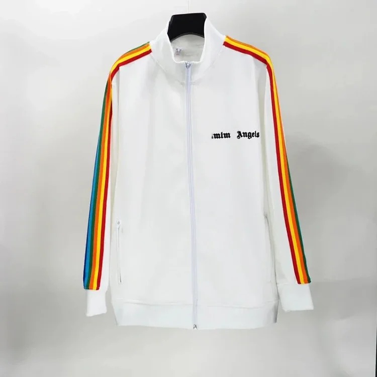 Palm Angels Correct of Palm Angel Striped Rainbow Pants Retro Casual Sports Jacket Set image 2