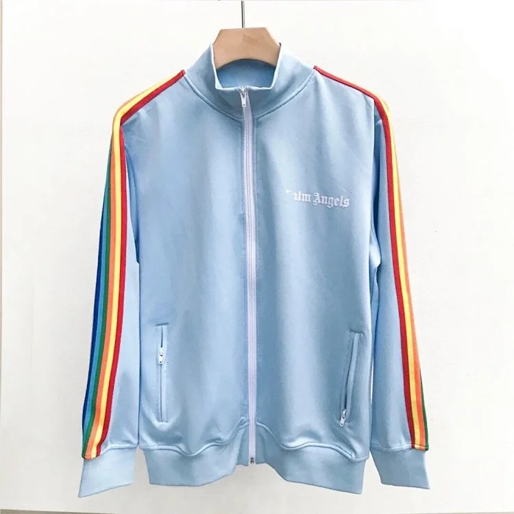 Palm Angels Correct of Palm Angel Striped Rainbow Pants Retro Casual Sports Jacket Set image 3