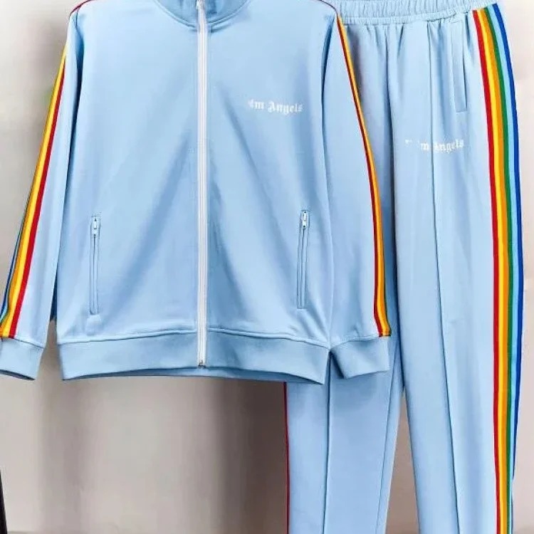 Palm Angels Correct of Palm Angel Striped Rainbow Pants Retro Casual Sports Jacket Set image 8