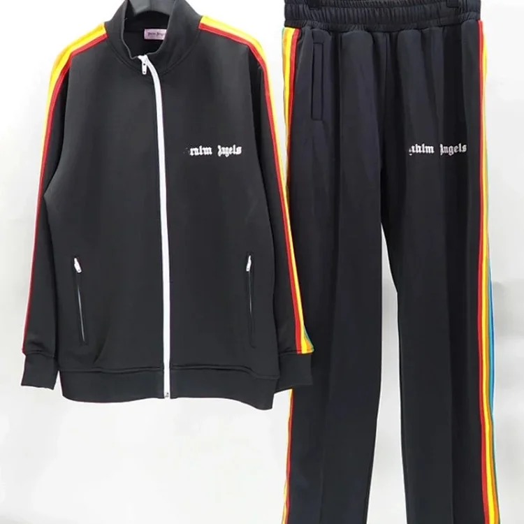 Palm Angels Correct of Palm Angel Striped Rainbow Pants Retro Casual Sports Jacket Set image 9