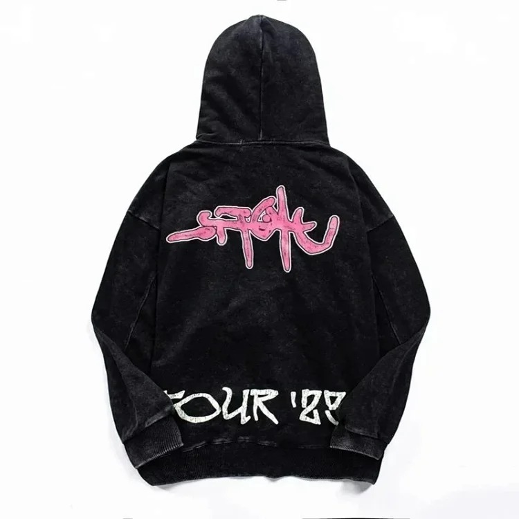 Autumn thin sweatshirt American Travis Scott Utopia Tour hooded sweatshirt abstract letter washed retro distressed hoodie ins super hot autumn and cotton terry sweatshirt