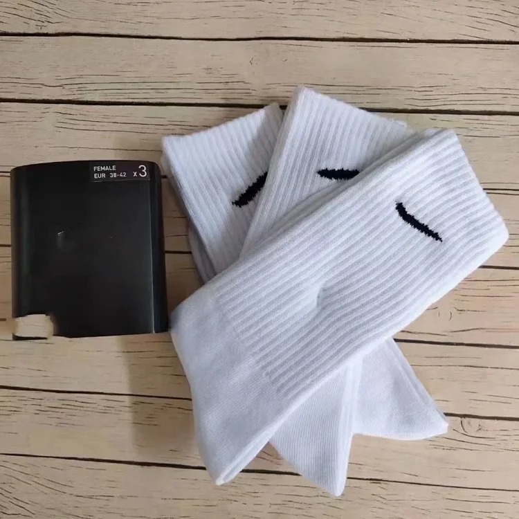 Suwannexist socks solid color black, white and gray mid-high towel bottom sports socks running basketball training socks