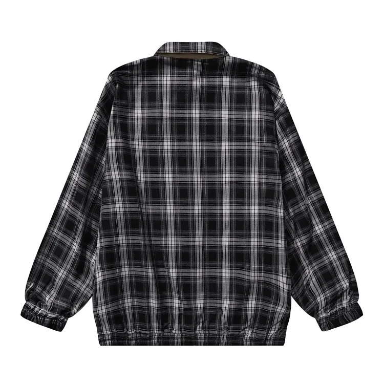 Reversible plaid lapel loose casual jacket for men and women