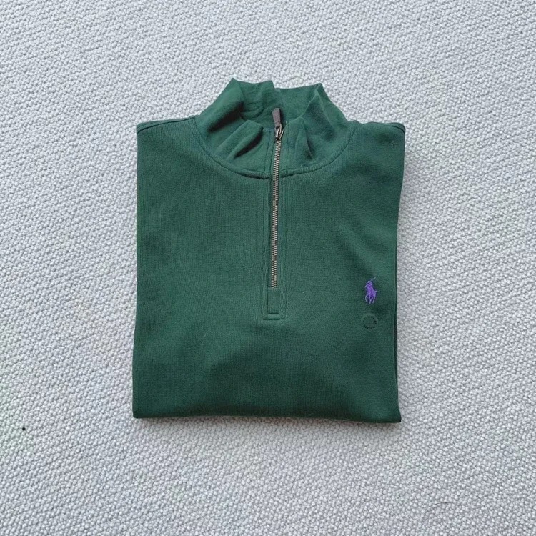 Ralph Lauren sweatshirt women's half zipper pony logo embroidered couple style stand collar long sleeves