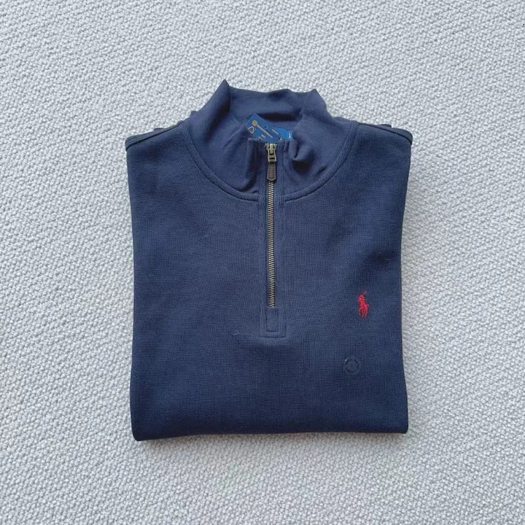 Ralph Lauren sweatshirt women's half zipper pony logo embroidered couple style stand collar long sleeves
