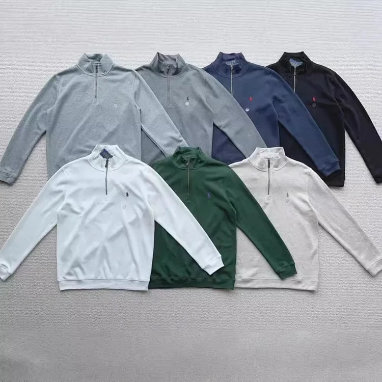 Ralph Lauren sweatshirt women's half zipper pony logo embroidered couple style stand collar long sleeves