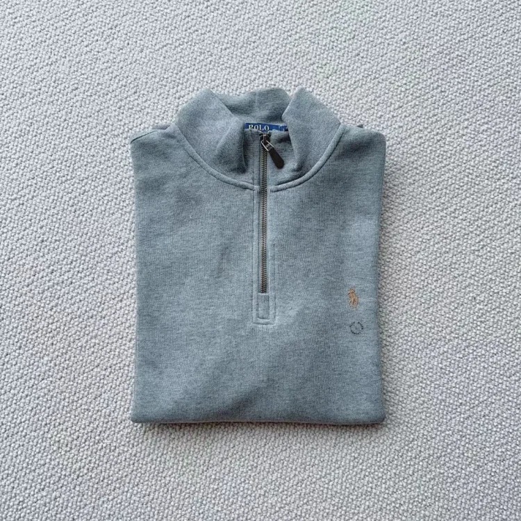 Ralph Lauren sweatshirt women's half zipper pony logo embroidered couple style stand collar long sleeves