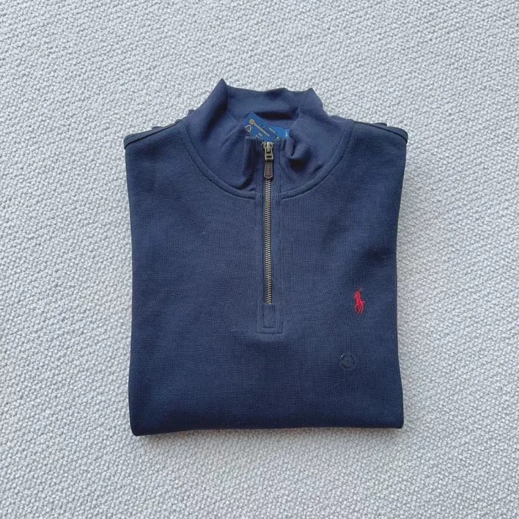 Ralph Lauren sweatshirt women's half zipper pony logo embroidered couple style stand collar long sleeves
