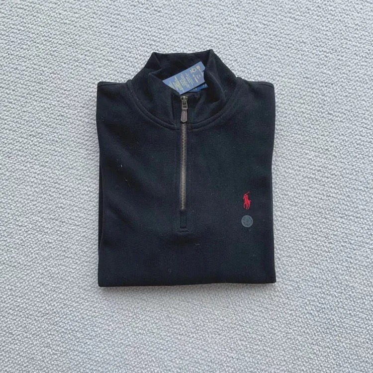 Ralph Lauren sweatshirt women's half zipper pony logo embroidered couple style stand collar long sleeves