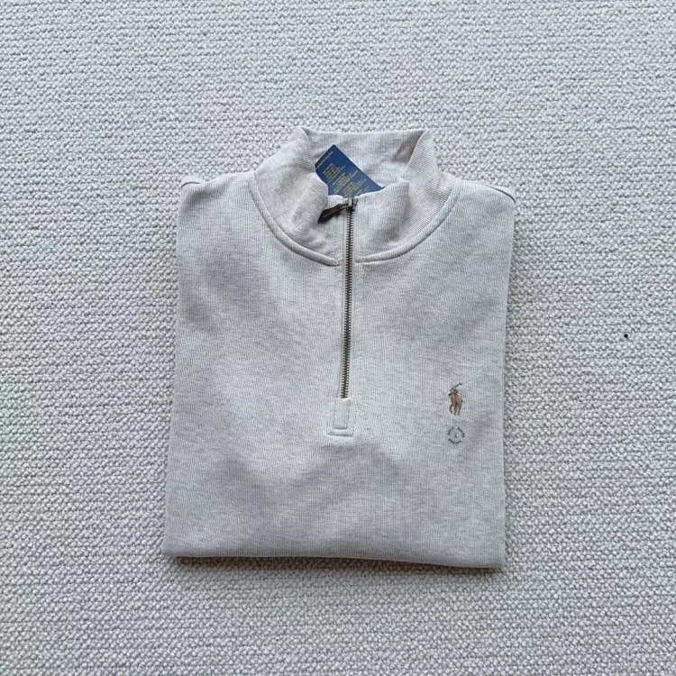 Ralph Lauren sweatshirt women's half zipper pony logo embroidered couple style stand collar long sleeves