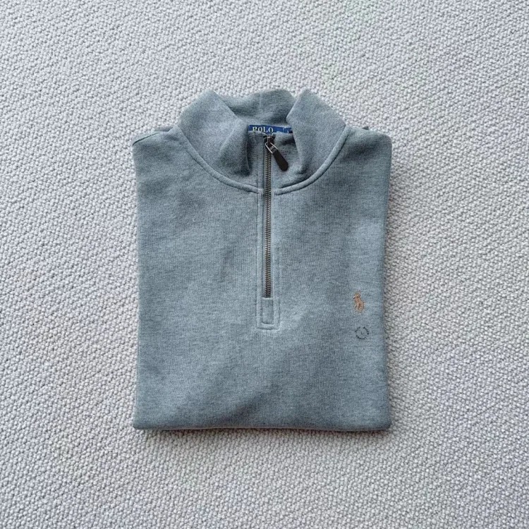 Ralph Lauren sweatshirt women's half zipper pony logo embroidered couple style stand collar long sleeves