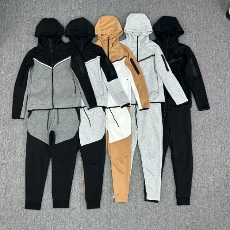 Cross-border hooded zipper shirt suit for men spring and sportswear casual jacket footwear sweatpants two-piece set