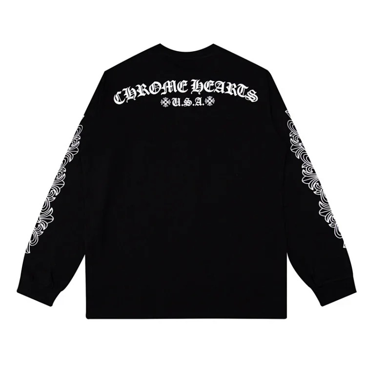 24SS New CH Cross Horseshoe Sanskrit Printed Long Sleeve Unisex Style