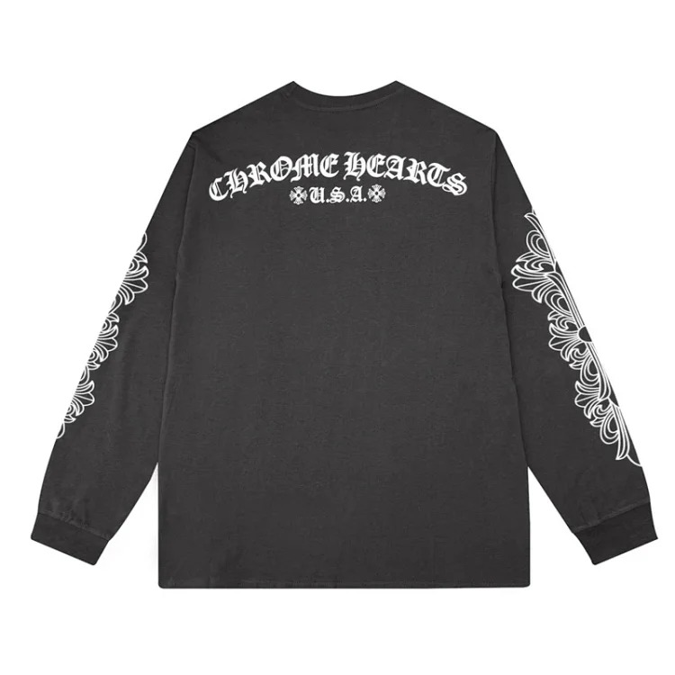 24SS New CH Cross Horseshoe Sanskrit Printed Long Sleeve Unisex Style
