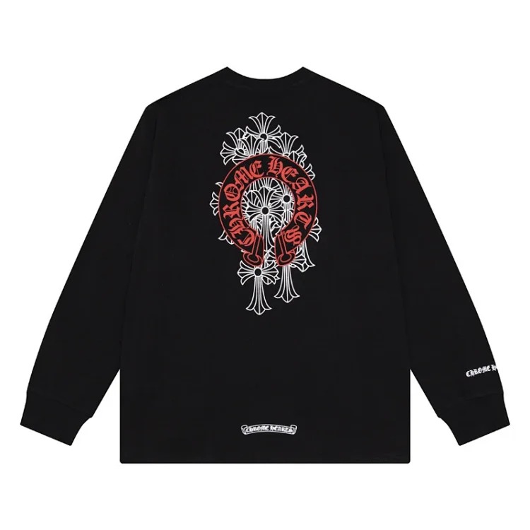 24SS New CH Cross Horseshoe Sanskrit Printed Long Sleeve Unisex Style