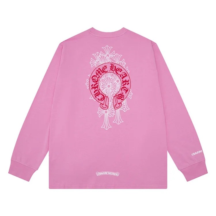 24SS New CH Cross Horseshoe Sanskrit Printed Long Sleeve Unisex Style