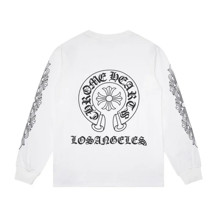 24SS New CH Cross Horseshoe Sanskrit Printed Long Sleeve Unisex Style