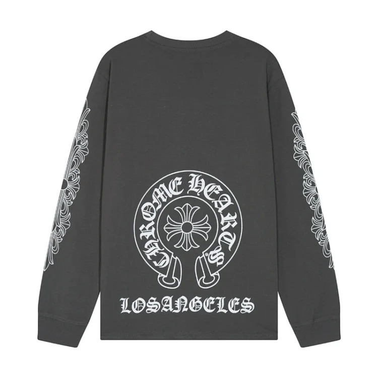 24SS New CH Cross Horseshoe Sanskrit Printed Long Sleeve Unisex Style