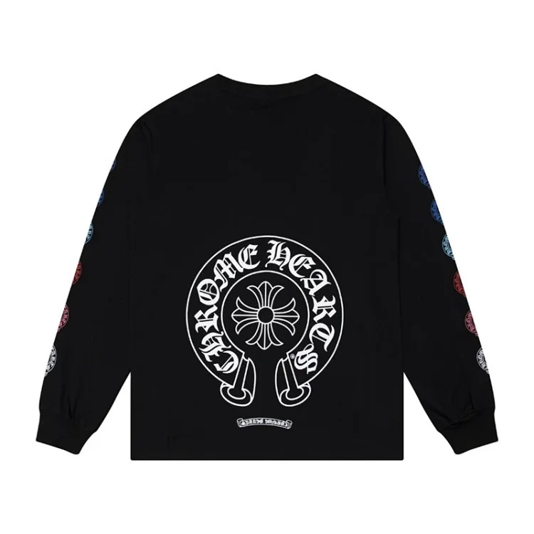 24SS New CH Cross Horseshoe Sanskrit Printed Long Sleeve Unisex Style