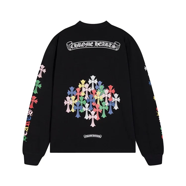 24SS New CH Cross Horseshoe Sanskrit Printed Long Sleeve Unisex Style
