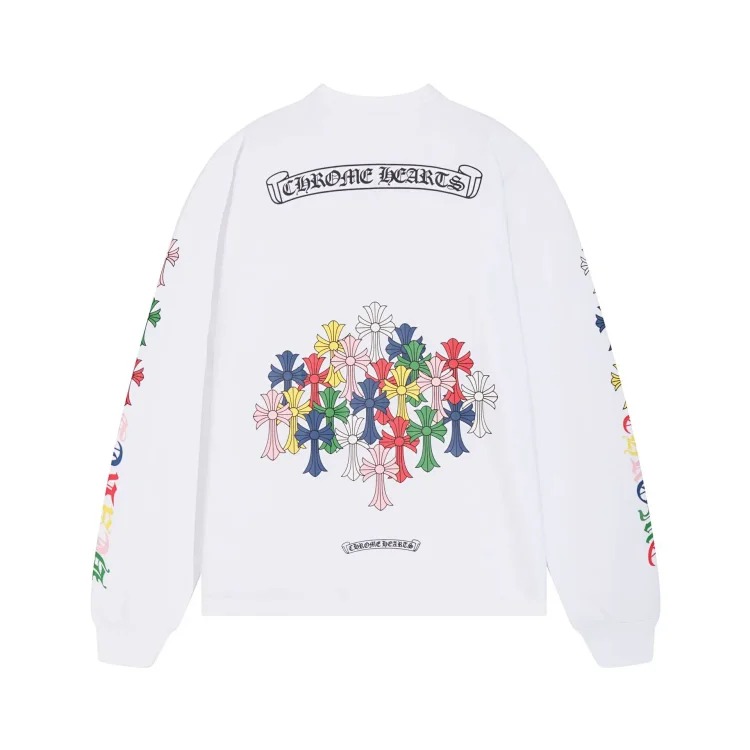 24SS New CH Cross Horseshoe Sanskrit Printed Long Sleeve Unisex Style