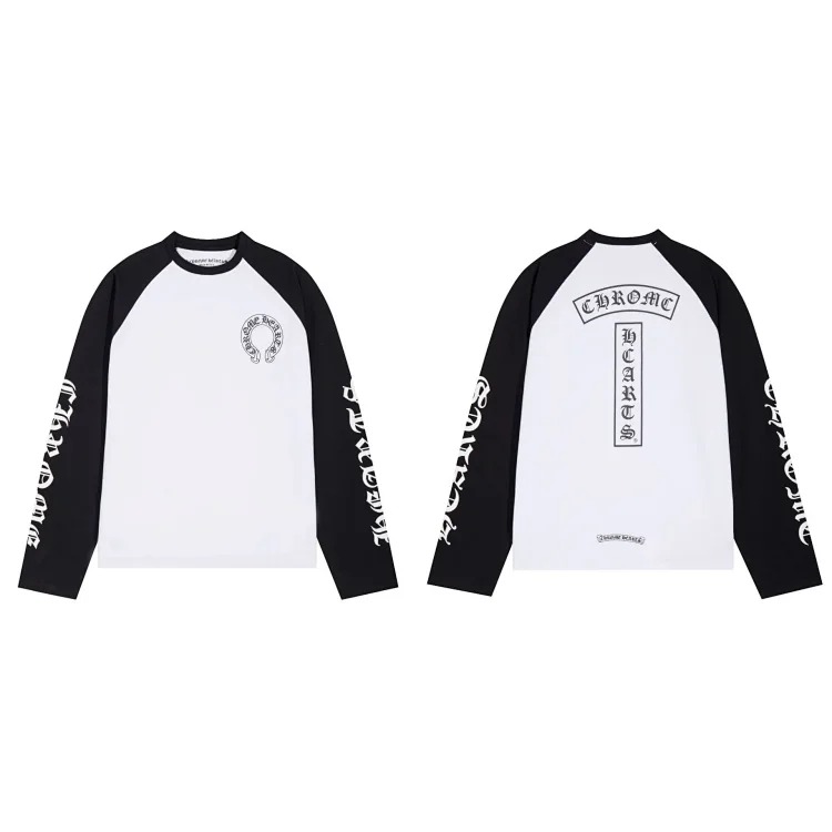 24SS New CH Cross Horseshoe Sanskrit Printed Long Sleeve Unisex Style