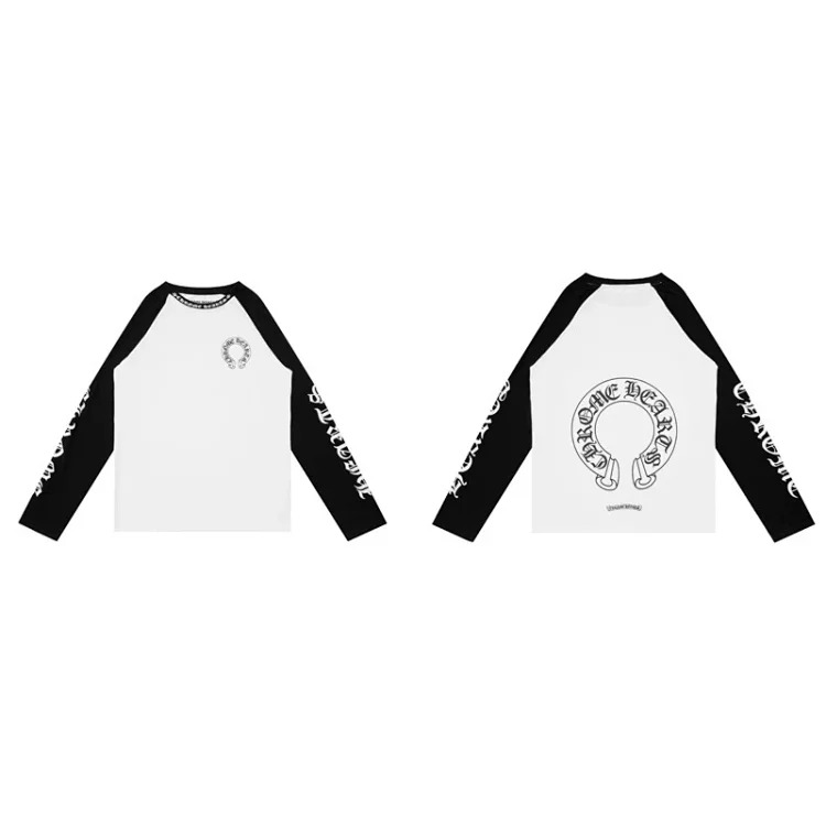 24SS New CH Cross Horseshoe Sanskrit Printed Long Sleeve Unisex Style