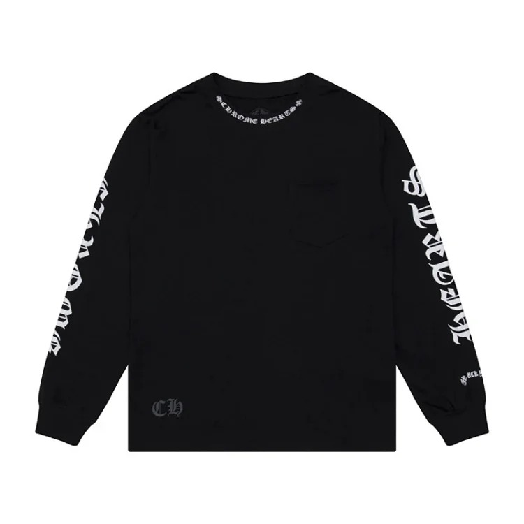 24SS New CH Cross Horseshoe Sanskrit Printed Long Sleeve Unisex Style