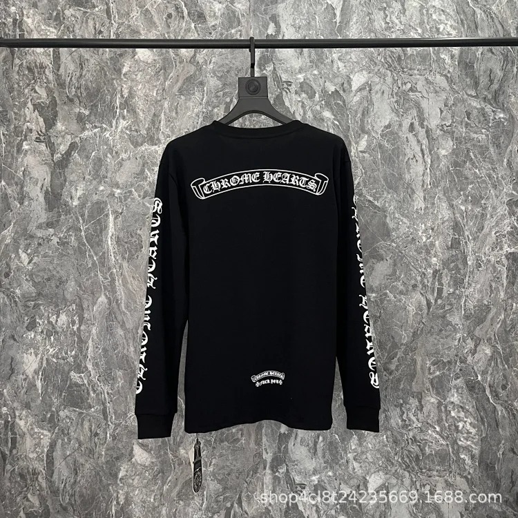 24SS New CH Cross Horseshoe Sanskrit Printed Long Sleeve Unisex Style