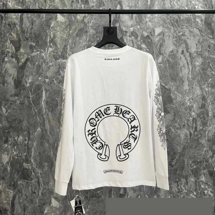 24SS New CH Cross Horseshoe Sanskrit Printed Long Sleeve Unisex Style
