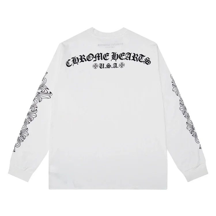 24SS New CH Cross Horseshoe Sanskrit Printed Long Sleeve Unisex Style
