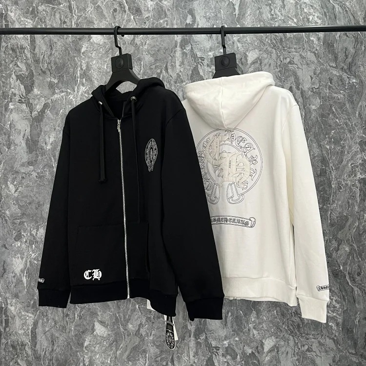 Chrome Hearts pure cotton terry zipper cardigan hooded sweatshirt