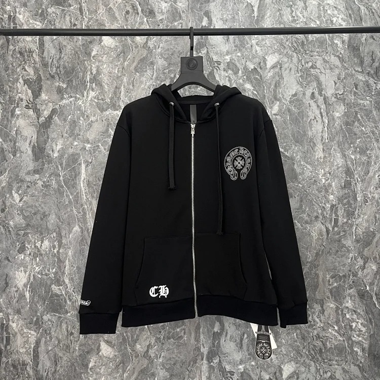 Foreign trade trendy brand CH pure cotton terry zipper cardigan hooded sweatshirt