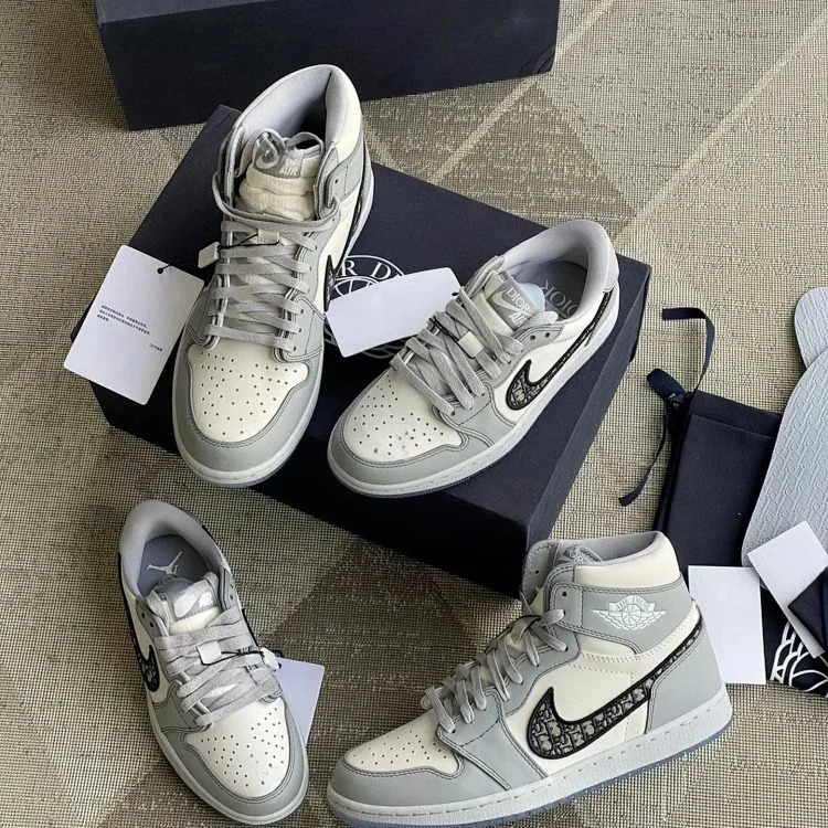 Nike Dior joint Aj1Diorx Air Jordan1 Retro Low OG "Grey" AJ1 Jordan generation and Brand couple model, , Nike high top and low top