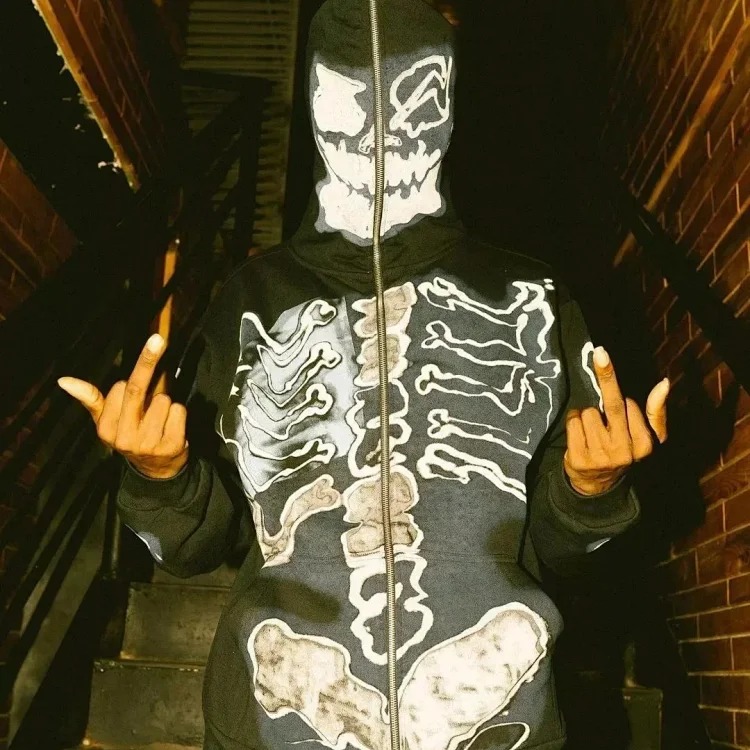 Cross-border Travis Scott skeleton skeleton velvet hooded sweatshirt for men and women high street cardigan jacket(pic2) Cross-border Travis Scott skeleton skeleton velvet hooded sweatshirt for men and women high street cardigan jacket